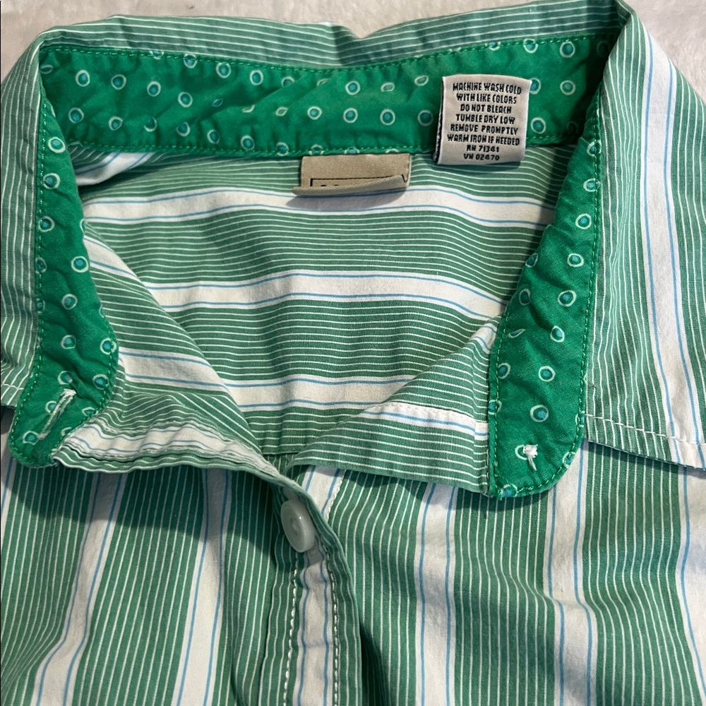 LL Bean Womens  Button Up Shirt  Long Sleeve  Stretch Cotton Semi Fitted Large - Picture 10 of 10